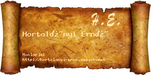 Hortolányi Ernő névjegykártya